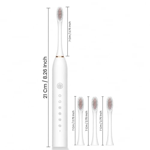 Image of Oblivion Electric Toothbrush - White Rechargeable Sonic Toothbrush with 3 Extra Brush Heads - Waterproof USB Charging Soft Bristle Tooth Brush for Adults Advanced Oral Care Portable Design (Pack of 1)