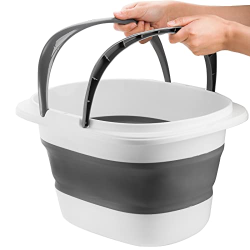 Coloch 2 Pack 16L/4.2 Gallon Collapsible Plastic Bucket, Foldable Mop Bucket Laundry Basket with Handle, Portable Water Pail Space-Saving Bucket for House Cleaning, Car Washing, Fishing, Camping