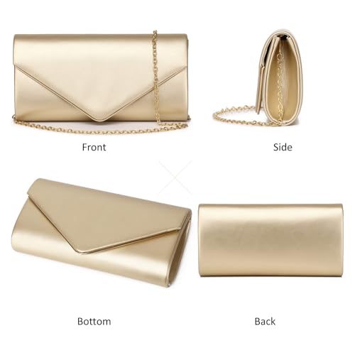 Image of DETARA Women Evening Bag Vegan Leather Clutch Purse Shoulder Crossbody Envelope Bag for Party Wedding Prom Bridal