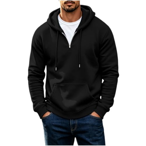 Mens Hoodies Quarter Zip Fleece Oversized Sweatshirt with Pocket - image 2