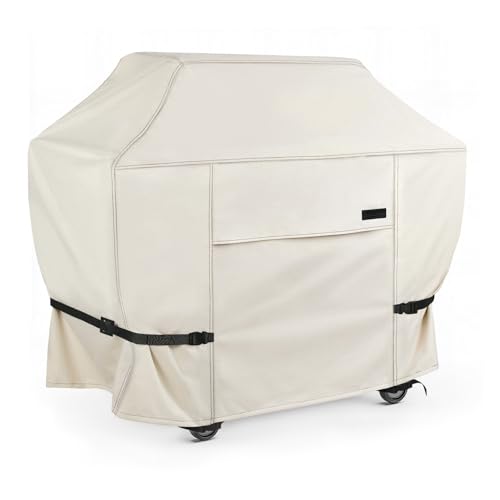 NettyPro Housse de Barbecue à gaz étanche 600D pour Barbecue d'extérieur Weber, Char-Broil, Brinkmann, Nexgrill et Plus Encore, Beige
