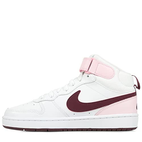 Image of Nike Big Kid's Court Borough Mid 2 White /Dark Beetroot-Pink Foam (CD7782 104) - 6.5