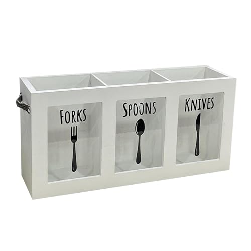 Sharplace Porta Utensilios, Porta Cubiertos, Contenedor de Almacenamiento Multifuncional, Moderno Y Decorativo, Recipiente para Utensilios de Cocina para Fiesta, Blanco, tal como se describe