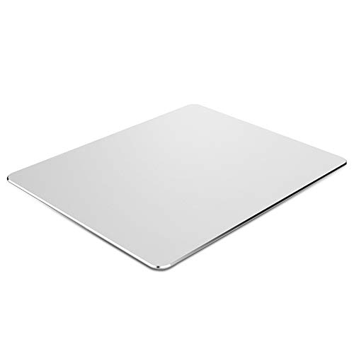 Mila-Amaz - Alfombrilla para ratón (aluminio y metal, base de goma antideslizante), para gaming, color plateado