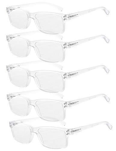 Eyekepper Mens Vintage Reading Glasses-5 Pack Clear Frame Glasses for Men Reading