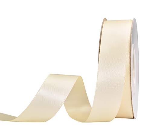 Yama Double Face Satin Ribbon - 1 Inch 25 Yards For Gift Package Wrapping,Floral Design,Hair Bow Clip Making,Crafting,Sewing,Wedding Decor, Ivory #TOP14