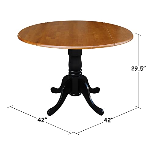 International Concepts Round Dual Drop Leaf Ped Table, Black/Cherry, 42-Inch #TOP2