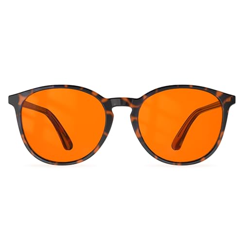Bloomoak 99% Orange Blue Light Blocking Glasses,Retro Trendy Round Style,Relieve Eye Fatigue,Improve Sleep For Screens/Games