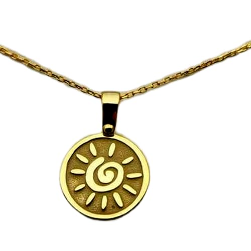 Collier pendentif pièce soleil spirale argent hypoallergénique