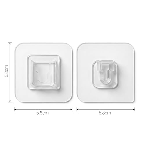 Image of Double-Sided Self Adhesive Male Female Wall Hooks for WiFi Router, Socket Box & Home Organization - Heavy Duty No Drill Transparent Sticker Wall Mount Hooks Bathroom, Kitchen & Office Use (20 Pack)