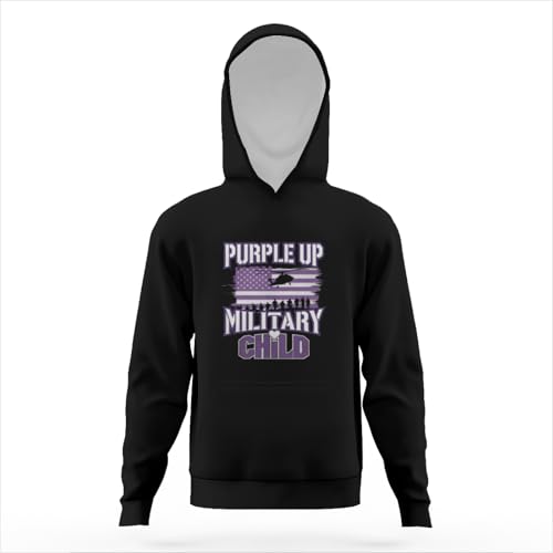 Vintage Purple Up Month of Military Child Kid Air Force US Flag Hoodies for Teen Girls Boys Kangaroo Pocket Sweatshirt3