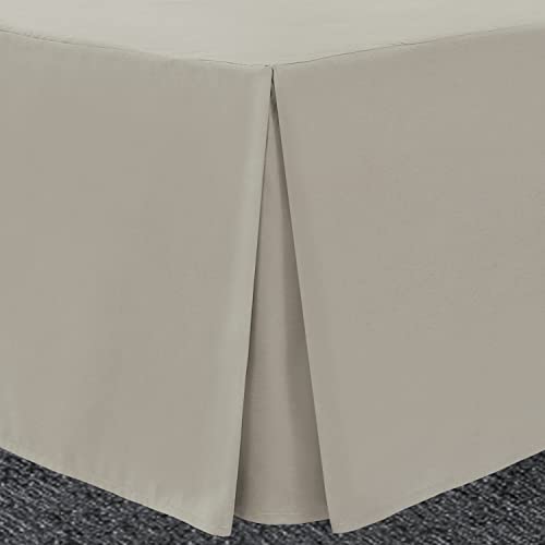 Bronwen Mathew Box - Sábana bajera plisada para cama individual, microfibra suave cepillada, fácil cuidado, no necesita planchado (individual, lino)