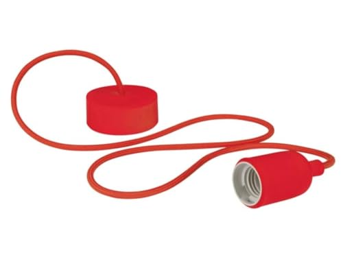 Vellight Suspension en silicone avec cordon textile, 100 cm, réglable en hauteur, E27, rouge