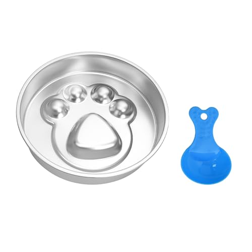 Ciotola per cani in acciaio inox, 22 cm, 2 in 1, ciotola in acciaio inox, per cani e gatti, con cucchiaio, ciotola per gatti