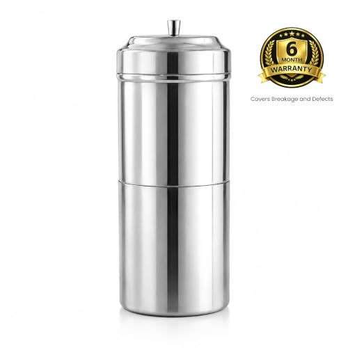 Image of Premium Stainless Steel Coffee Filter 250 ML Capacity, South Indian Drip Coffee Maker | Madras Kaapi Maker Small Size for 3-4 Cups, Reusable Filter | Authentic South Indian Brewing