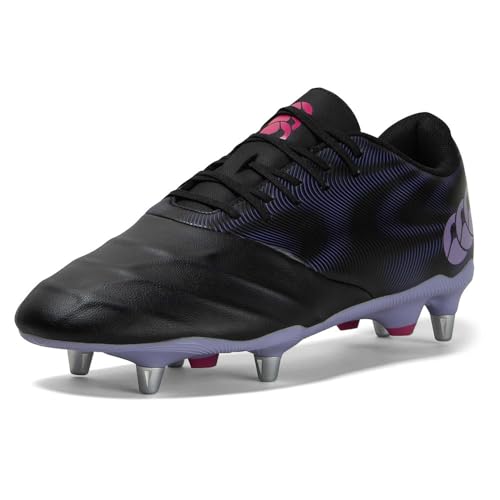 Best Rugby Boots for Wingers: Speed & Agility 12 Canterbury Mens Phoenix Genesis Team 2025 Leather Soft Ground Rugby Boots (10.5) (Black/Silver)