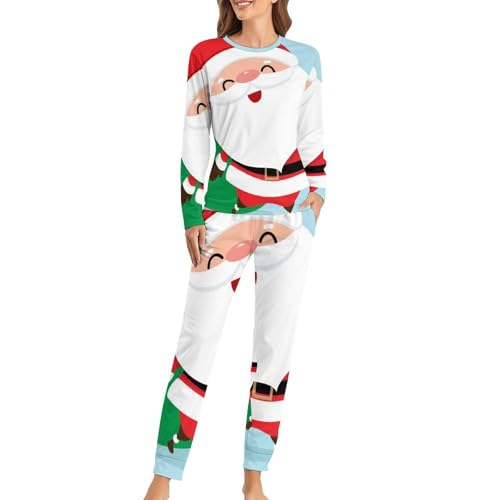 Pyjama Noël femme mignon avec t-shirt manches longues et pantalon homewear