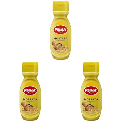 Prima Mostaza sabor intenso y único. Elaborada con semillas de mostaza. 265 g (Paquete de 3)