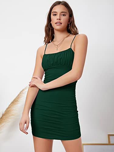 Image of Verdusa Women's Ruched Bust Spaghetti Strap Mini Cami Bodycon Short Dress