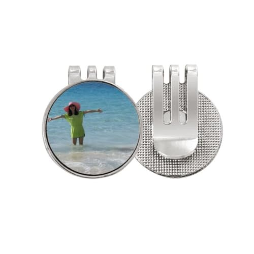 Marqueur de balle de golf magnétique Ellie Yao | Clip visière en émail design Beach Wave
