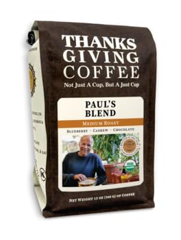 Thanksgiving Coffee "Paul's Blend" Medium Roasted Organic Shade Grown Whole Bean Coffee - 12 Ounce Bag