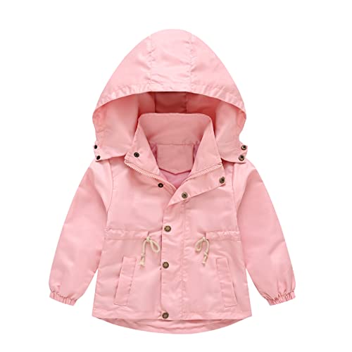 Dasongff Niños niños niñas abrigo de invierno con bolsillo chaqueta con capucha niño pequeño cremallera cortavientos ropa exterior Chaquetas para niñas moda recortada, rosa, 2-3 años