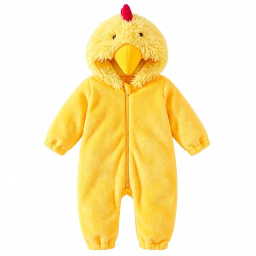 RGDYPKO Unisex Baby Chicken Romper Infant Onesie Flannel Hooded Jumpsuit | Newborn Animal Outfit for Halloween Christmas Thanksgiving, Cute Hooded Onesie, Infant Boys Girls Fleece Romper Dress‑Up - image 2
