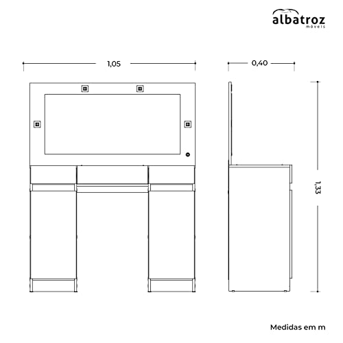 Camarim 3 gavetas e 2 portas Studio preto fosco liso Móveis Albatroz