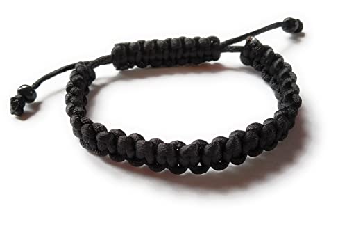 Bracelet tibétain homme noir en fil de soie. Bracelet ajustable, fait main. Mode hommes