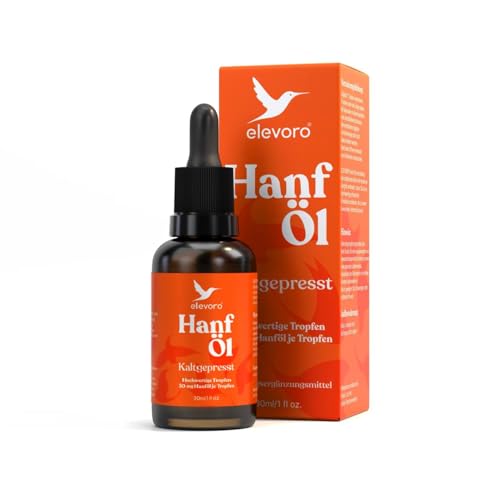 Hanföl Tropfen Premium Hanfsamenöl HOCHDOSIERT (30 mg pro Tagesdosis) mit Omega-3-6-9 Profil Hemp Seed Oil für bewusste Lebensweise 30 ml ELEVORO