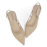 Modatope Womens Nude Mesh Flats Pointed Toe Low Heel Sandals Classic Ballet Slingback Shoes for Women Size 7