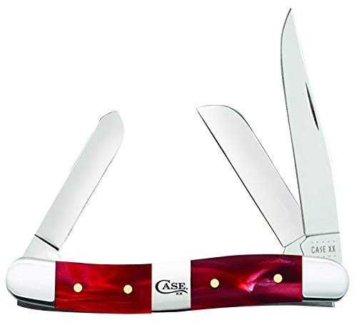 CASE XX Red Pearl Kirinite Center Bolster Medium Stockman Stainless Pocket Knife Knives