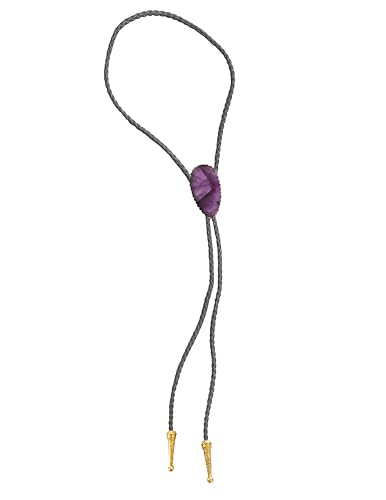 Image of Daisy Del Sol Gemstone Bolo Tie Braided Vegan Faux Leather Natural Stone Gold Handmade Necklace Adjustable Boho Western Jewelry