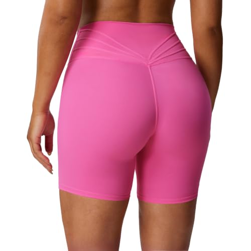 Image of Aoxjox Trinity Workout Biker Shorts for Women Tummy Control High Waisted Exercise Athletic Gym Running Yoga Shorts 6 inch