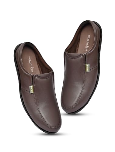 Image of HEALTH FIT Men's Pu Brown Open-Back Diabetic & Orthopedic Footwear HF401BL