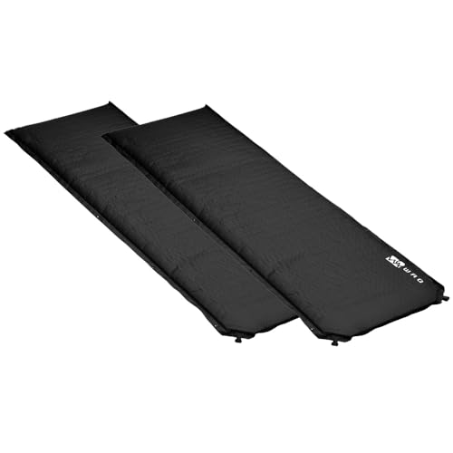 WAQ キャンプマット 車中泊マット 厚手 8cm コンパクト R値 6.0 特殊ウレタン 軽量 インフレーターマット (2個セット(BLACK))