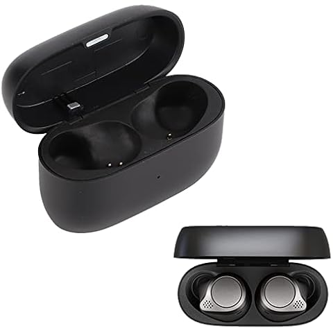 Charging Case Compatible with Jabra Elite 75t, Elite Active 75t, Bluetooth Earphone Charger Case Replacement Built in 700 mAh Battery, Dustproof Earbuds Protective Substitute Cover Box, Black Cover