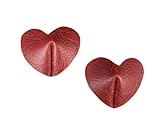 SPRING HILL WOOD WORKS Real Leather Heart Pasties - Fetish, Bondage, BDSM, Stripper, Dancer Nipple Covers (RED)