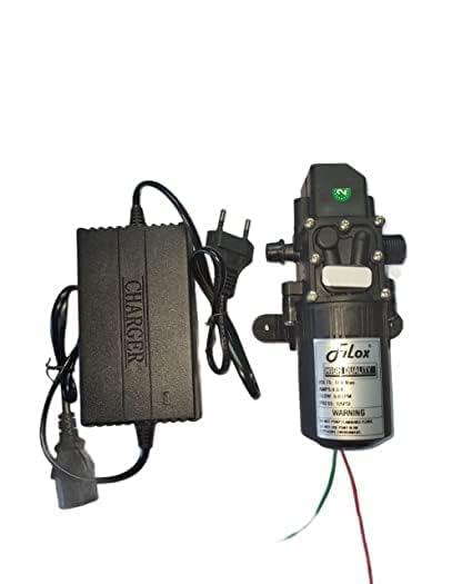 Image of Filox 12V DC Water Pump 125 PSI 6 LPM - Self Priming Diaphragm Pump with Pressure Switch & SMPS Adapter | Battery Sprayer Motor for Agriculture, Spray & Cleaning (Black)