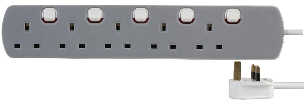pro elec pl15694 1 m 5-Gang Switched Extension Lead , White
