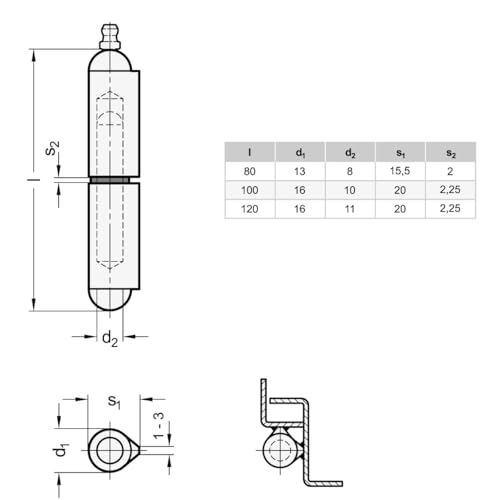 Charnière démontable Ganter en acier de 120 mm pour structures de précision - 3