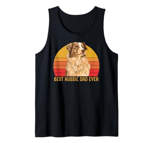 Vintage Best Aussie Dad Ever Papa Australian Shepherd Dog Tank Top