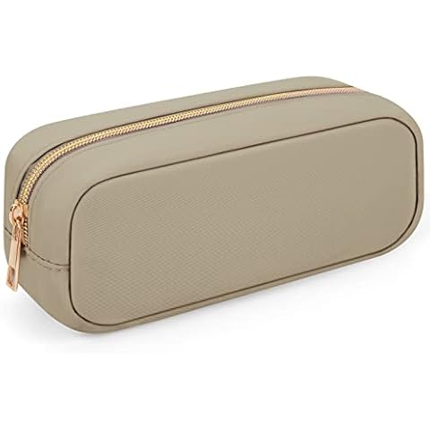 XSUIOY Makeup Bag Travel Bag Pouch for Purse, Cute Preppy Makeup Bag Cosmetic Zipper Pouch Purse Organizer Bag for Women, Waterproof Nylon Coin Pouch Sanitary Napkin Storage Bag for Work(Khaki-Small) Cover
