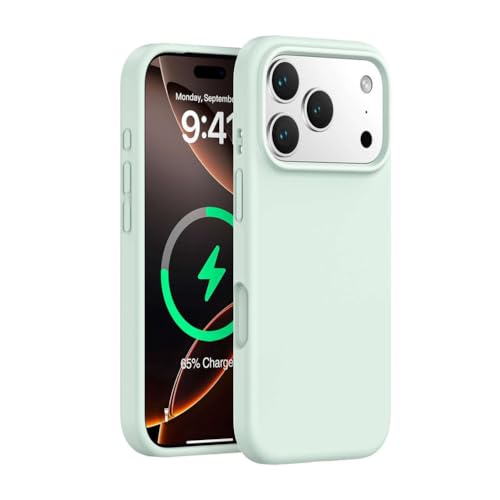 Coque magnétique iPhone 17 Pro Max antichoc silicone liquide vert mat