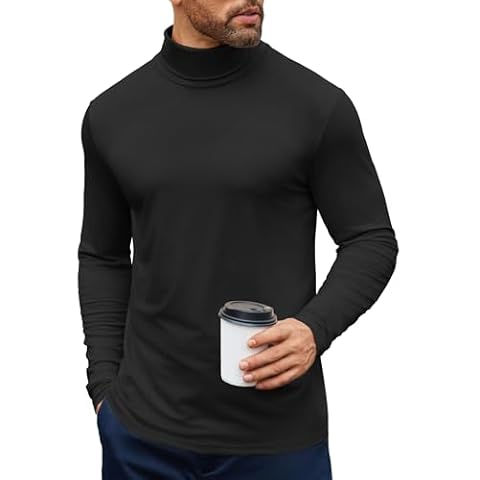 COOFANDY T-Shirt Thermique Col Roulé Cover