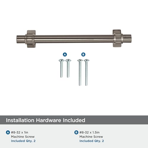 Image of Amerock | Cabinet Pull | Gunmetal | 5-1 /16 inch (128 mm) Center to Center | Davenport | 1 Pack | Drawer Pull | Drawer Handle | Cabinet Hardware