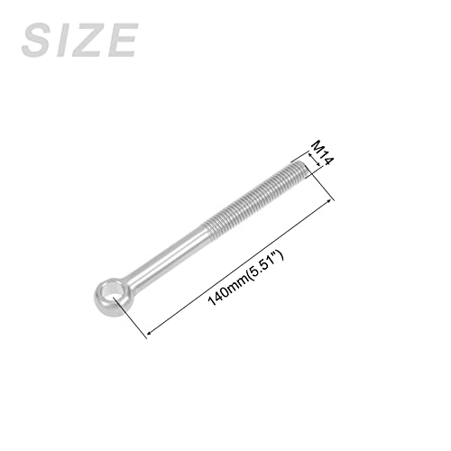 Image of METALLIXITY Shoulder Swing Lifting Bolt (M14x140mm) 2Pcs, 304 Stainless Steel Eye Bolts - for Home Renovation, Pipeline Gate Valves Fasteners, Silver