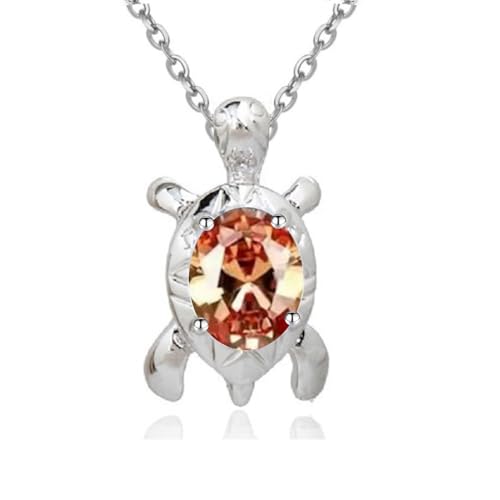 Crystalline Azuria Mujer 18ct Chapado en Oro Blanco Tortuga Collar con Colgante Naranja Cristales de Zirconia 45 cm para Mujer y Niña
