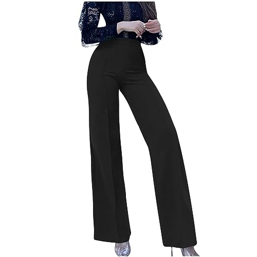 Womens Summer 2024 Palazzo Pants Fashion Casual High Waist Pants Beach Dressy Straight Leg Soft Trouser Ladies