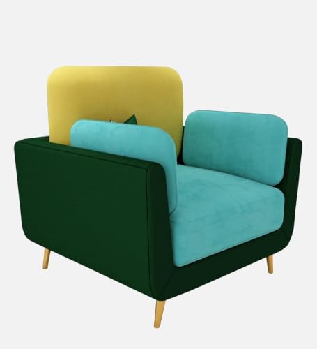 Image of Modern Sofa, 1 Seater with Decorative Cushions, Chesterfield Arm Three Seater for Living Room Guest Room Hotels & Office (1 Green and Yellow)